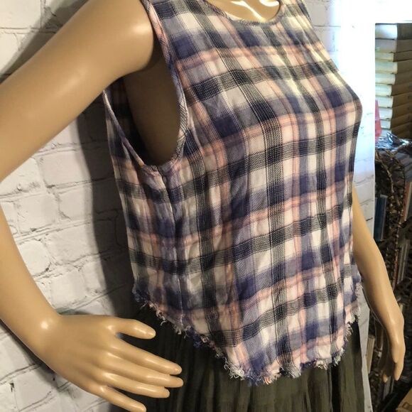 Cloth & Stone Anthropologie Distressed Plaid Tank - Picture 4 of 10
